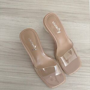 Amazon Nude & Clear Heels Size 6